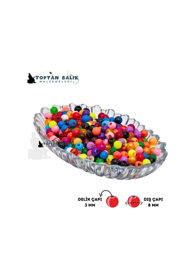 Karışık Renk Rengarenk Sazan Balık Boncuğu 8 Mm İç Çap: 3 Mm