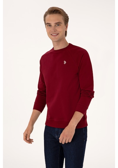 U.S. Polo Assn. Erkek Regular Fit Bisiklet Yaka Bordo İnce Basic Sweatshirt 50313752-VR014