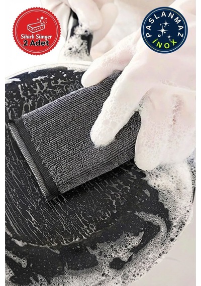 Miss Clean 2 Li Sihirli Inox Paslanmaz Telli Bulaşık Süngeri Çizmez, Bulaşık Süngeri
