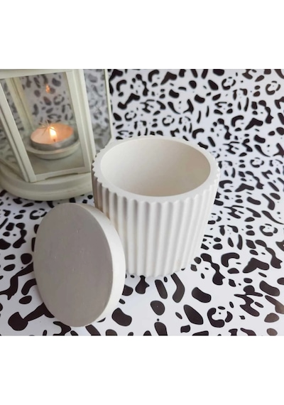 Kapaklı Beton Kutu / Mumluk / Dekoratif Saksı / Çok Amaçlı Kutu