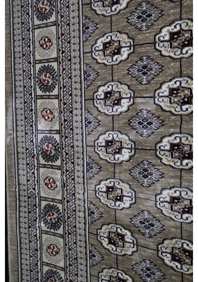 Asya Etnik Desenli Saçaklı Salon Oturma Odası Halısı 70174-65 Bej