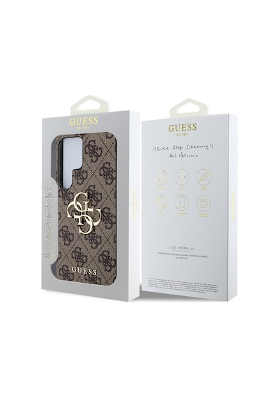 Galaxy Uyumlu S25 Ultra Kılıf Guess Lisanslı Pu Deri 4g Desenli Metal Büyük 4g Ve Logolu Kapak Kahverengi