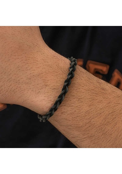 Gümüş Kazaziye Örgü Bileklik Sl2144