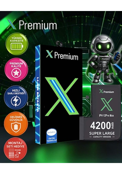 Apple Uyumlu iPhone  12 Pro Max Batarya Pil Süper Yüksek Kapasiteli Güçlendirilmiş 4200 Mah Xpremium
