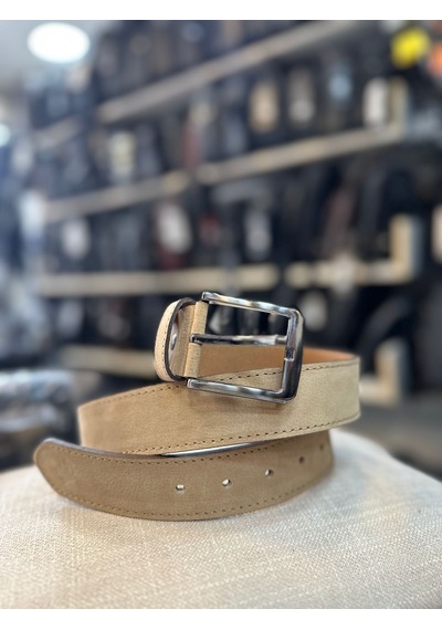 Trg Polo Krem Hakiki Deri Erkek Kemeri- 4cm