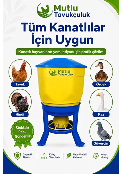 Tr Tavuk Güvercin Hindi Yemliği 40 Litre Kova Kapasiteli Plastik Kanatlı Hayvan Yemlik Kaz Güvercin İçin