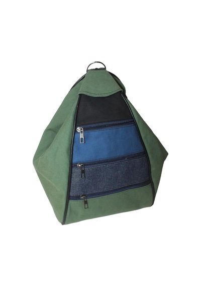 Mebes Kot Kumaş Kadın Sırt Omuz Çantası Yeşil Mavi Lacivert Yeşil - Mavi