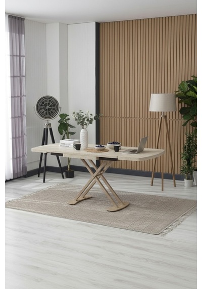Venoxa Premium 80x120 / 80x180 Ölçülü Mdf Masa Tek Masadır Traverten/bej Traverten/bej