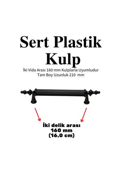 30 Adet Sert Plastik Polais 160 Mm Siyah Mobilya Mutfak Çekmece Dolap Kapak Dolabı Kulpu Kulbu Kulpları Siyah Siyah
