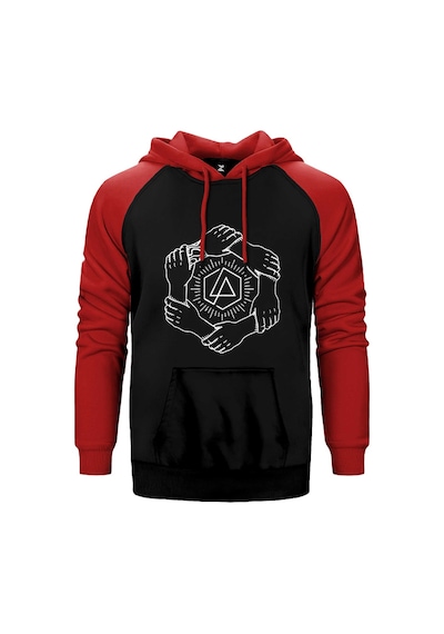 Linkin Park Popular Symbol Kırmızı Renk Reglan Kol Kapşonlu Sweatshirt Kırmızı