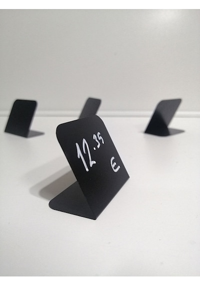 10 Ad Silinebilir Karatahta Etiket Stand 4x4,5 Cm Siyah Etiket