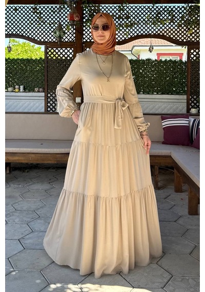 Rabia Şamlı Asil Elbise Bej Normal