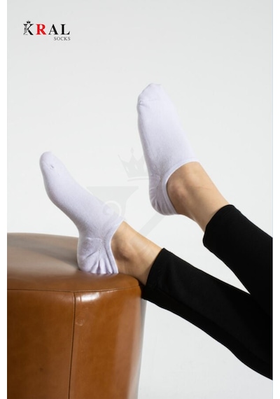 Kral Socks Kadın Pamuklu Terletmez 10'lu - 10 Çift Yazlık Görünmez Çorap Beyaz