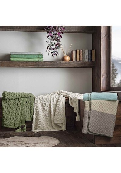Taç Butik Patagonya Akrilik Throw Yeşil 000000001500223746 Yeşil