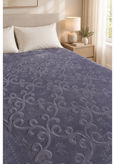 Embos Pırıltı Çift Kişilik Battaniye Gri-silver Simli 220x240