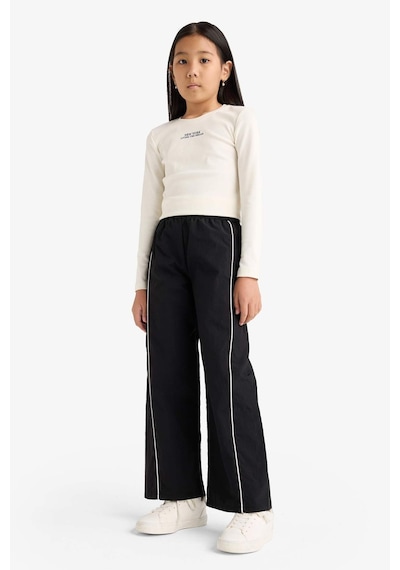 Defacto Kız Çocuk Wide Leg Esnek Bantlı Paça Paraşüt Pantolon E6186a825aubk27 Siyah