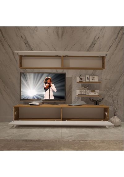 Decoraktiv Eko 5 Mdf Std Retro Tv Ünitesi Tv Sehpası Pera - Beyaz