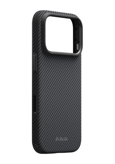 Apple Uyumlu iPhone 18 Pro Max Kılıf M-safeli Aramid Karbon Fiber Military-grade New Logo Black-grey Twill Siyah