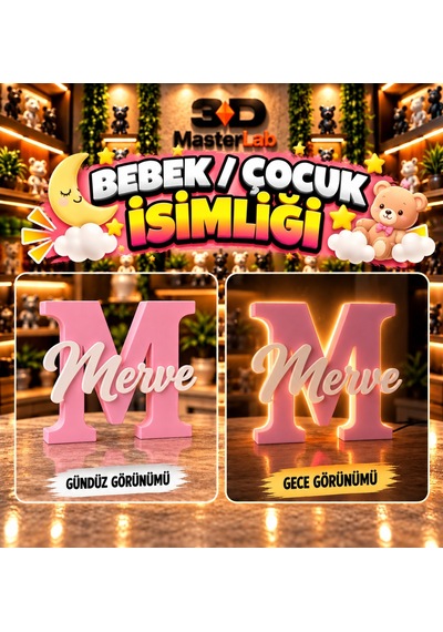 Kişiye Özel Harf İsimlik Led Işıklı 20 Cm