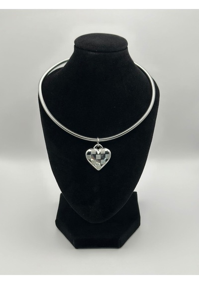 Arnes Jewelry Çelik Gold Ve Silver Kalpli Kolye Gümüş