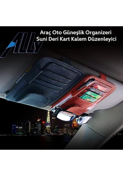 Ally Araç Oto Güneşlik Organizeri Suni Deri Kart Kalem Düzenleyici- 5775