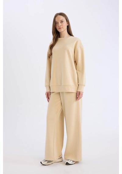 DeFacto Straight Fit Kalın Eşofman Altı Basic Düz Beli Lastikli Geniş Bol Paça E4979AX24WNBG754 Bej DeFacto Straight Fit Kalın Eşofman Altı Basic Düz Beli Lastikli Geniş Bol Paça E4979AX24WNBG754 Bej