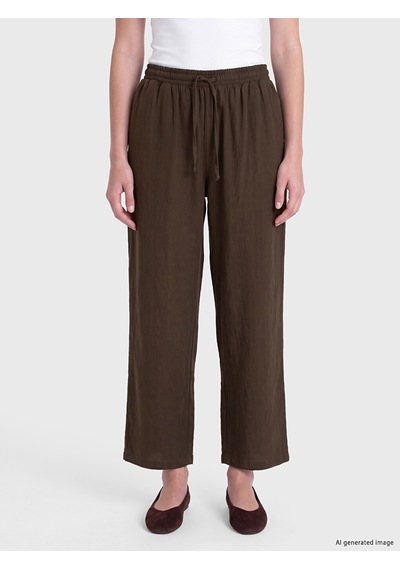 Lcw Modest Kahverengi Beli Lastikli Kadın Geniş Paça Pantolon