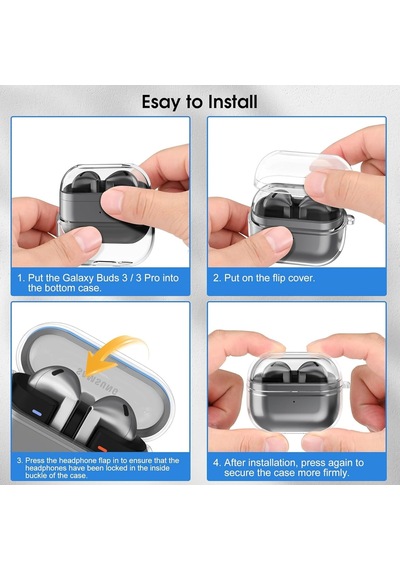 Samsung Galaxy Buds3 / Galaxy Buds3 Pro Ve Galaxy Buds3 Fe Uyumlu Şeffaf Premium Kulaklık Kılıfı, Silikon Kulaklık İpi Ve 3'ü 1 Arada Bluetooth Kulaklık Temizleme Kalemi Seti Şeffaf