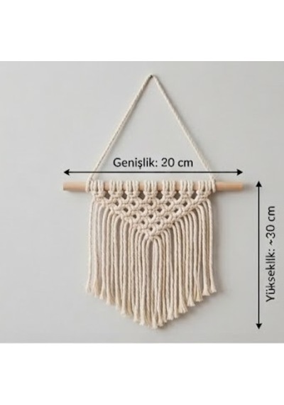Modern Makrome Duvar Süsü - El Yapımı Bohem Duvar Dekorasyonu 30x20 Cm 1 Adet