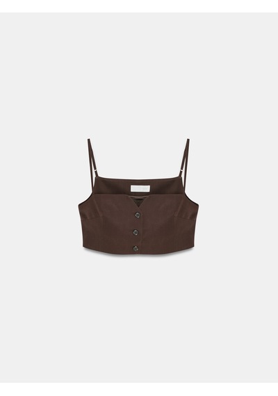 Dilvin 60614 Crop Yelek-kahve