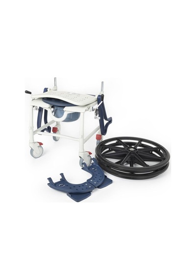 Banyo Tuvalet Sandalyesi Lacivert 6 Tekerlekli, Paslanmaz Gövde, Lazımlıklı Dm-8088b