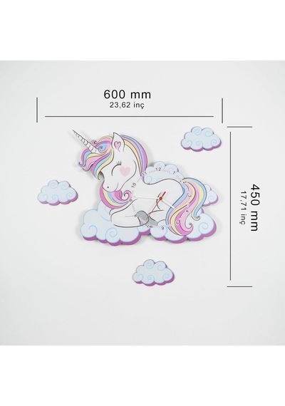 Sevimli Unicorn Çocuk Odası Ahşap Duvar Saati Elf-2312026 Diğer