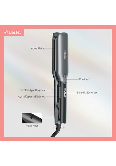 Bester S9100 Proluxe Flexstyle 45mm Geniş Plakalı Saç Düzleştirici