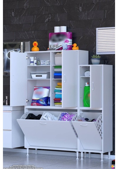 Ohbe 95 + 35cm Genişlik 160cm Boy 32,5cm Derinlik Kirli Sepetli 3 Kapaklı Çok Amaçlı Banyo Dolabı 95 + 35cm Ohbe 95 + 35cm Genişlik 160cm Boy 32,5cm Derinlik Kirli Sepetli 3 Kapaklı Çok Amaçlı Banyo Dolabı 95 + 35cm
