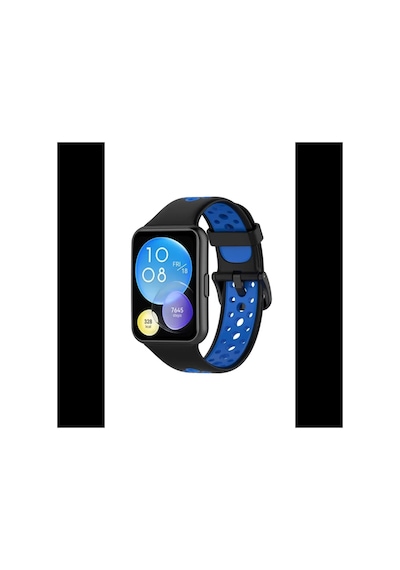 Watch Fit 2 Spor Delikli Kordon - Siyah-mavi Bz8683140522988