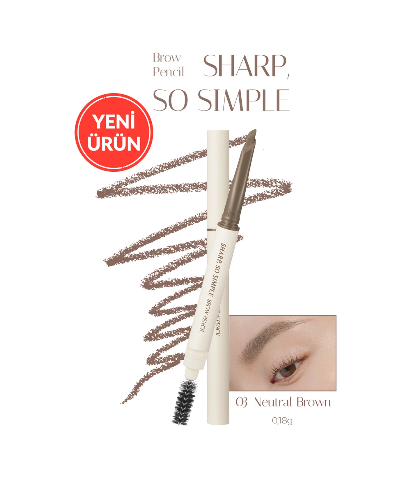 Clıo Sharp So Simple Brow Pencil 03 Neutral Brown