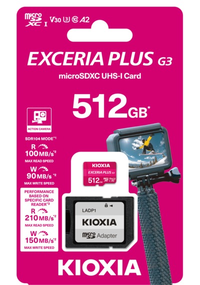 Kioxia Exceria Plus G3 512gb V30 U3 4k 210mb/s-150mb/s Microsd Hafıza Kartı Lmpl3m512gg2