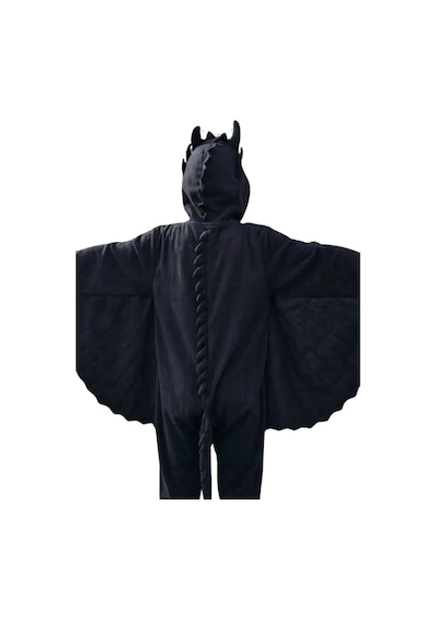 Dişsiz Ejderha Kostümü Siyah Ejderha Pijama Tulum Kostüm