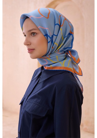 Belli İpek Eşarp - 4113-01 Mavi Twill