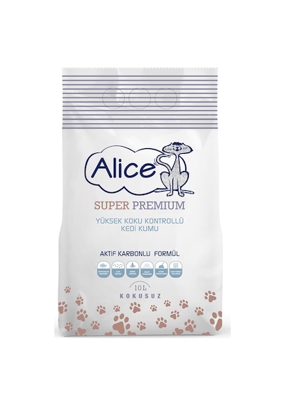 Alice Aktif Karbonlu Super Premium Topaklaşan Bentonit Kedi Kumu 10 L