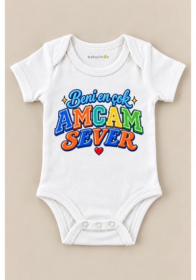 Babylimon Beni En Çok Amcam Sever Beyaz Kısa Kollu Çıtçıtlı Bebek Zıbını Beyaz - 930083725 Beyaz