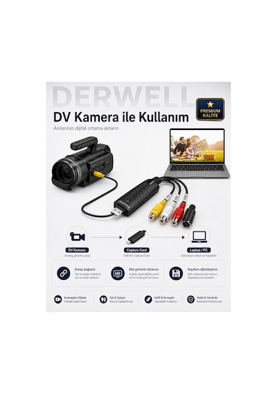 Yeni 2026 Easycap Usb 2.0 Av Analogdan Dijitale Video Ses Yakalama Ve Kayıt Kartı - Kamera Kaset Vcd Dvd Laptop Masaüstü Bilgisayar Uyumlu Dönüştürücü Adaptör