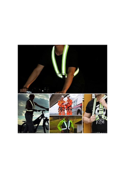 Xmlbayiciniz Reflektörlü Yelek, Motosiklet Bisiklet Scooter Uyumlu, Ayarlanabilir, Unisex, Yeşil, L Beden Genel