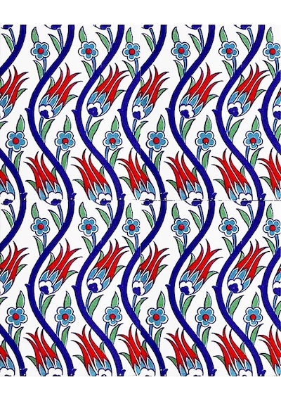 Armada Çini 20X25 CM Ac 1020 Sarmaşık Laleli Desen Çini Seramik K