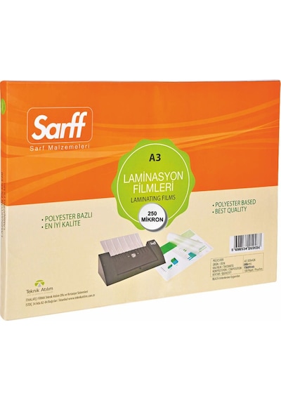 Sarff 250 Mikron Parlak A3 Pvc Laminasyon Filmi 50 Li Paket