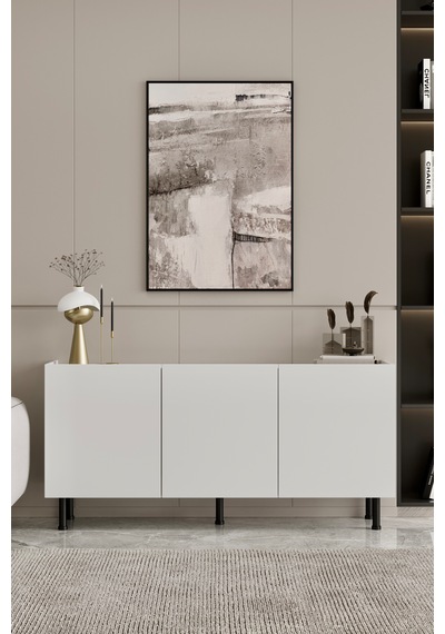 Hitit Konsol 160 Cm 100% Mdf Metal Ayak Beyaz