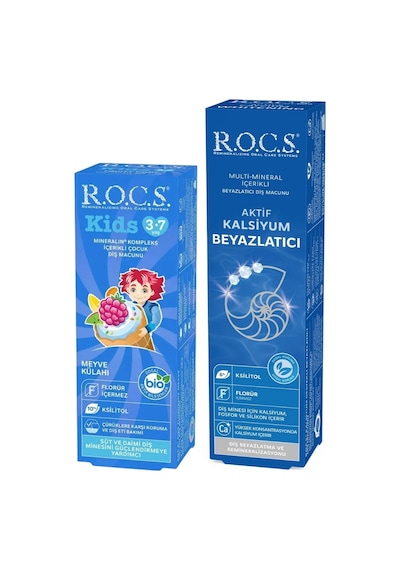 R.o.c.s Anne & Çocuk Diş Bakım Seti Aktif Kalsiyum & Meyve Külahı 3-7 Yaş