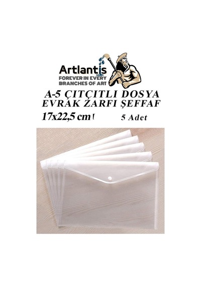 A5 Çıtçıtlı Dosya Şeffaf 5 Adet A-5 Çıtçıtlı Zarf Dosya Transparan 17x22.5 Cm Küçük Boy Çıtçıtlı Dosya