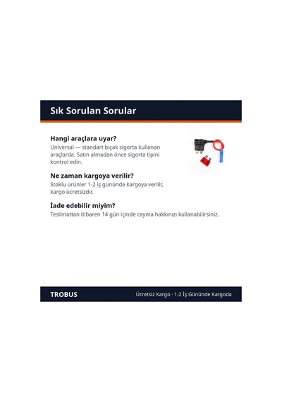 Trobus Fuse Tap Sigorta Çoğaltıcı Standart Bıçak Tipi 1 Adet Diğer