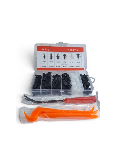 100 Parça Oto Klips Seti + Kapı Döşeme Sökme Aparat Seti Plastik Trim Sökme Ve Klips Takımı - 896995330